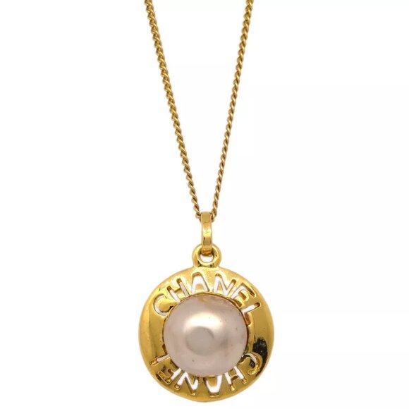 Chanel Artificial Pearl Gold Chain Pendant Necklace - Picture 1 of 4
